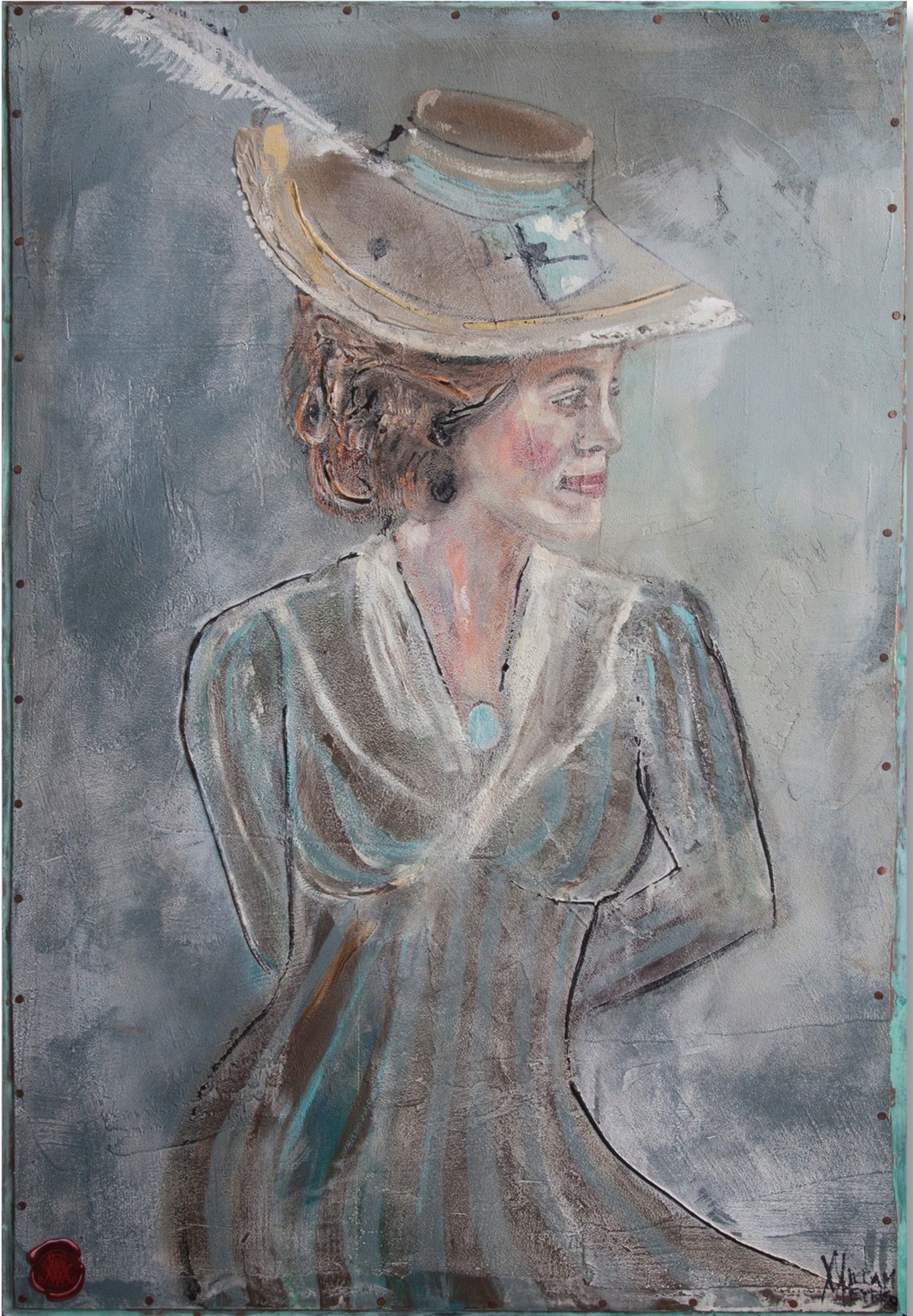 Knightly by William Meyer, Mixed media on wood panel