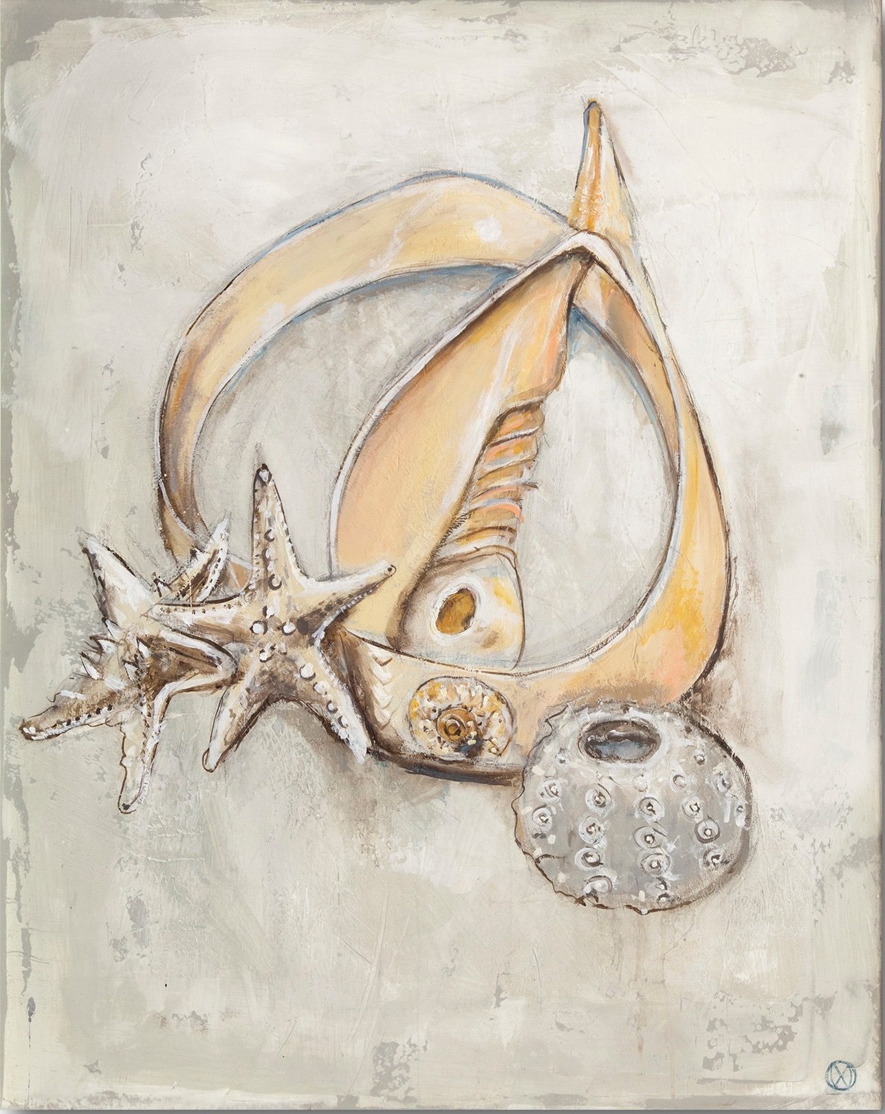 Sea Urchin and Starfish by William Meyer, Acrylic on canvas