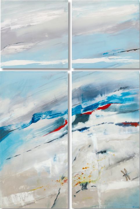 Dragonfly Resin Quadtych by William Meyer, Acrylic on canvas quadtych