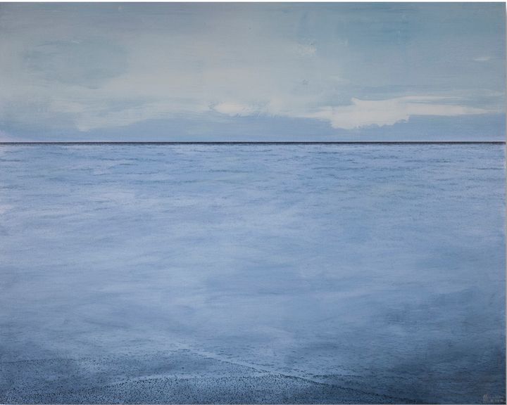 Indigo Line by William Meyer, Hand-embellished Giclée on canvas